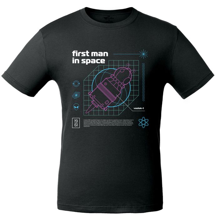 Футболка «First man in space» , чёрная