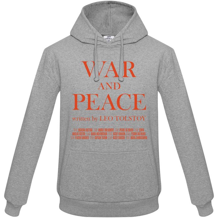 Толстовка с капюшоном «War and Peace» , серая