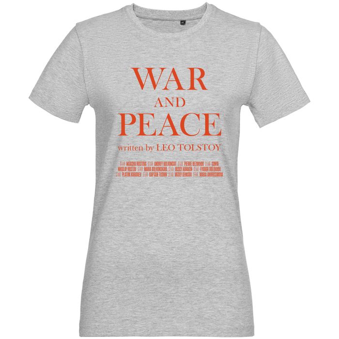 Футболка женская  «War and Peace» , серая