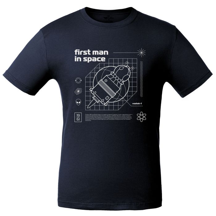 Футболка «First man in space», тёмно-синяя