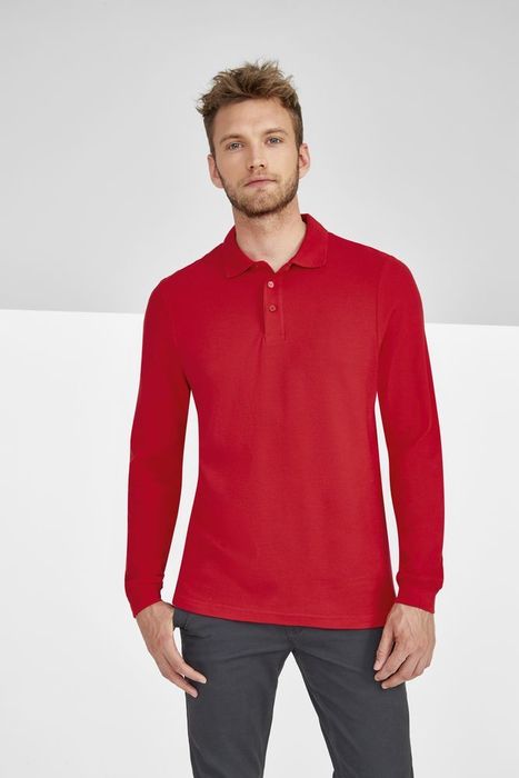 Рубашка поло мужская с длинным рукавом WINTER II 210 красная