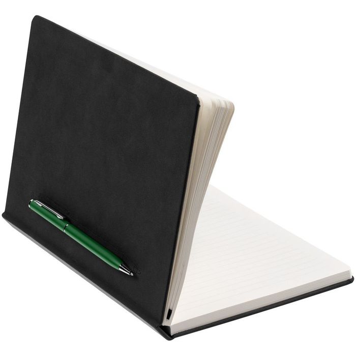 Ежедневник Magnet Chrome с ручкой, черный c зеленым