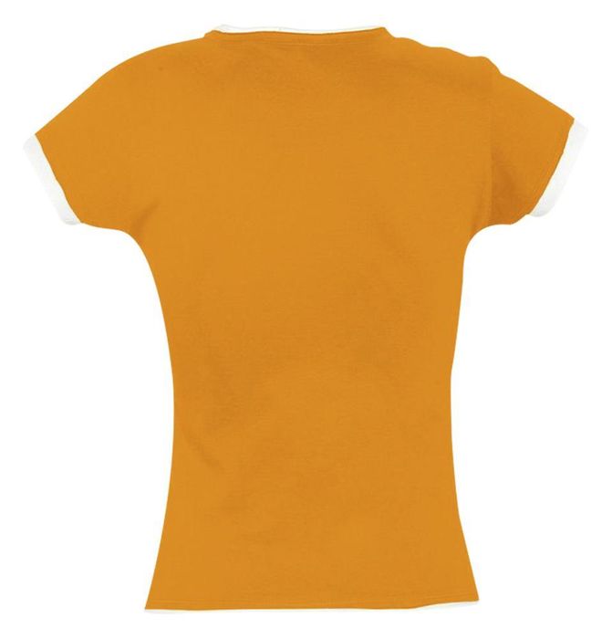 Футболка женская MOOREA 170, оранжевая с белой отделкой