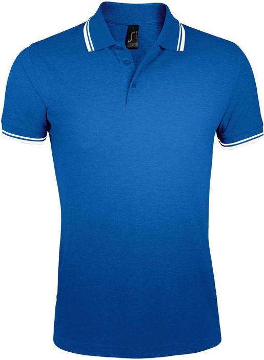 Рубашка поло мужская PASADENA MEN 200 с контрастной отделкой, ярко-синяя с белым