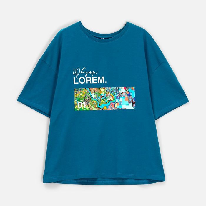 Футболка унисекс оверсайз Crosstown, бирюзовая (морская волна)