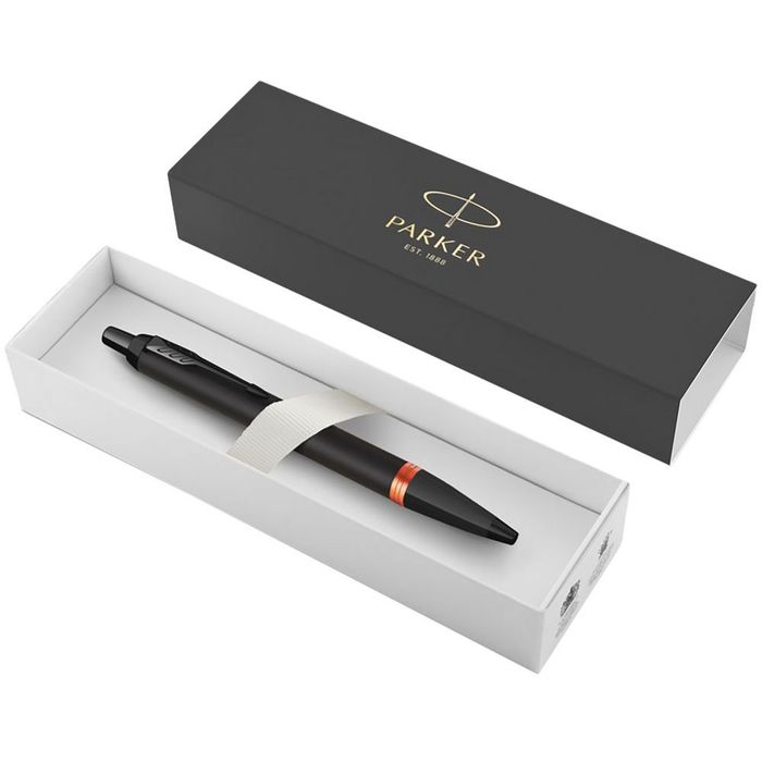 Ручка шариковая Parker IM Professionals Flame Orange BT, черная с оранжевым (под заказ)