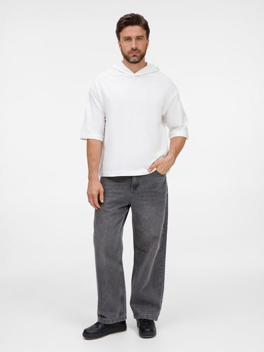 Футболка оверсайз унисекс с капюшоном Neofit, молочно-белая