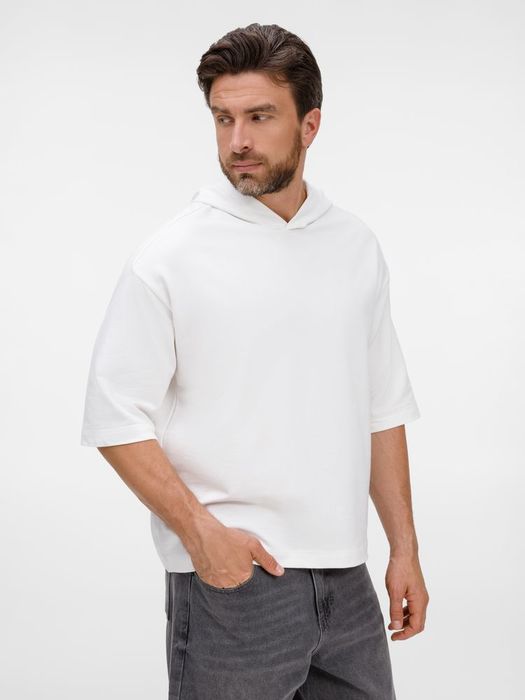 Футболка оверсайз унисекс с капюшоном Neofit, молочно-белая