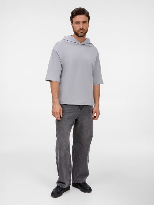 Футболка оверсайз унисекс с капюшоном Neofit, светло-серая