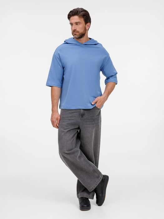 Футболка оверсай унисекс с капюшоном Neofit, синяя