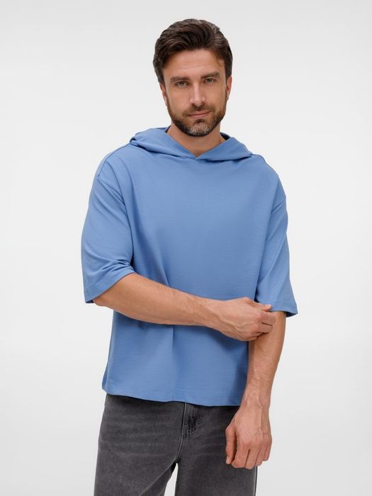 Футболка оверсай унисекс с капюшоном Neofit, синяя