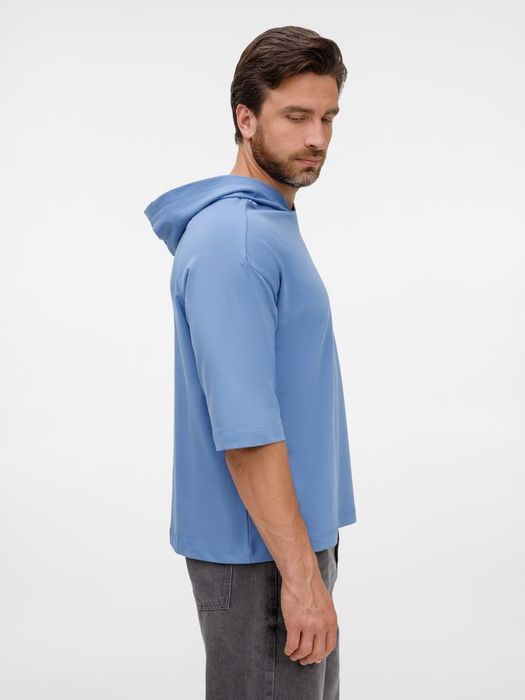 Футболка оверсай унисекс с капюшоном Neofit, синяя