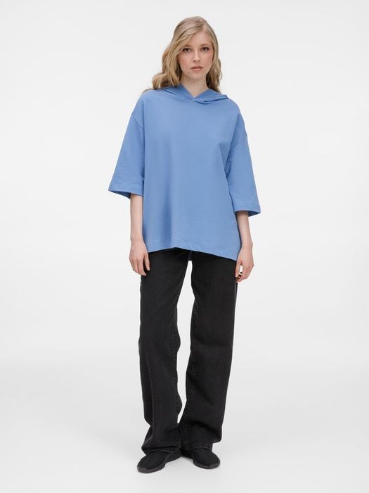 Футболка оверсай унисекс с капюшоном Neofit, синяя