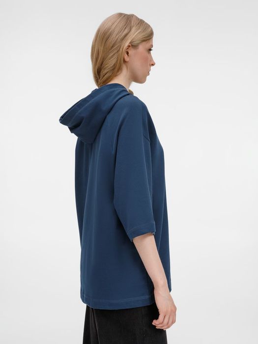 Футболка оверсай унисекс с капюшоном Neofit, темно-синяя