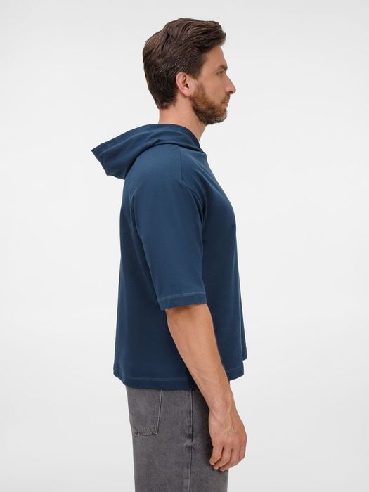 Футболка оверсай унисекс с капюшоном Neofit, темно-синяя